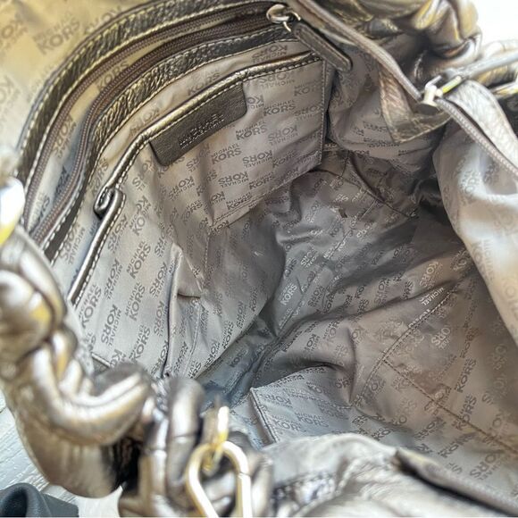 MICHAEL KORS Silver Metallic Lillie Fulton Tote Shoulder Bag - Picture 9 of 10